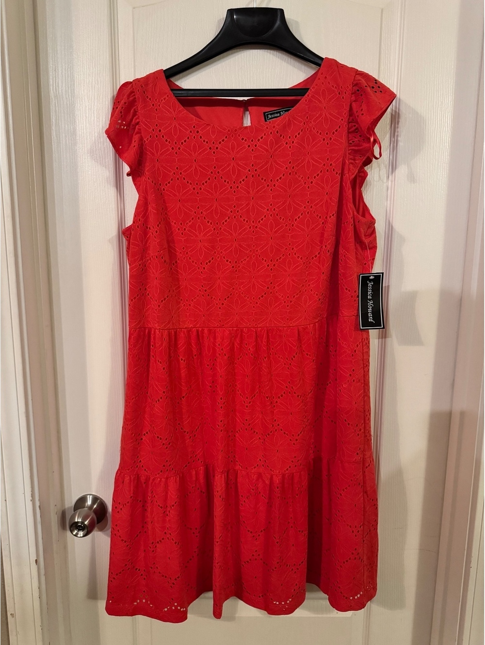 Jessica Howard Red Eyelet Lace Dress Size 16 New with Tags